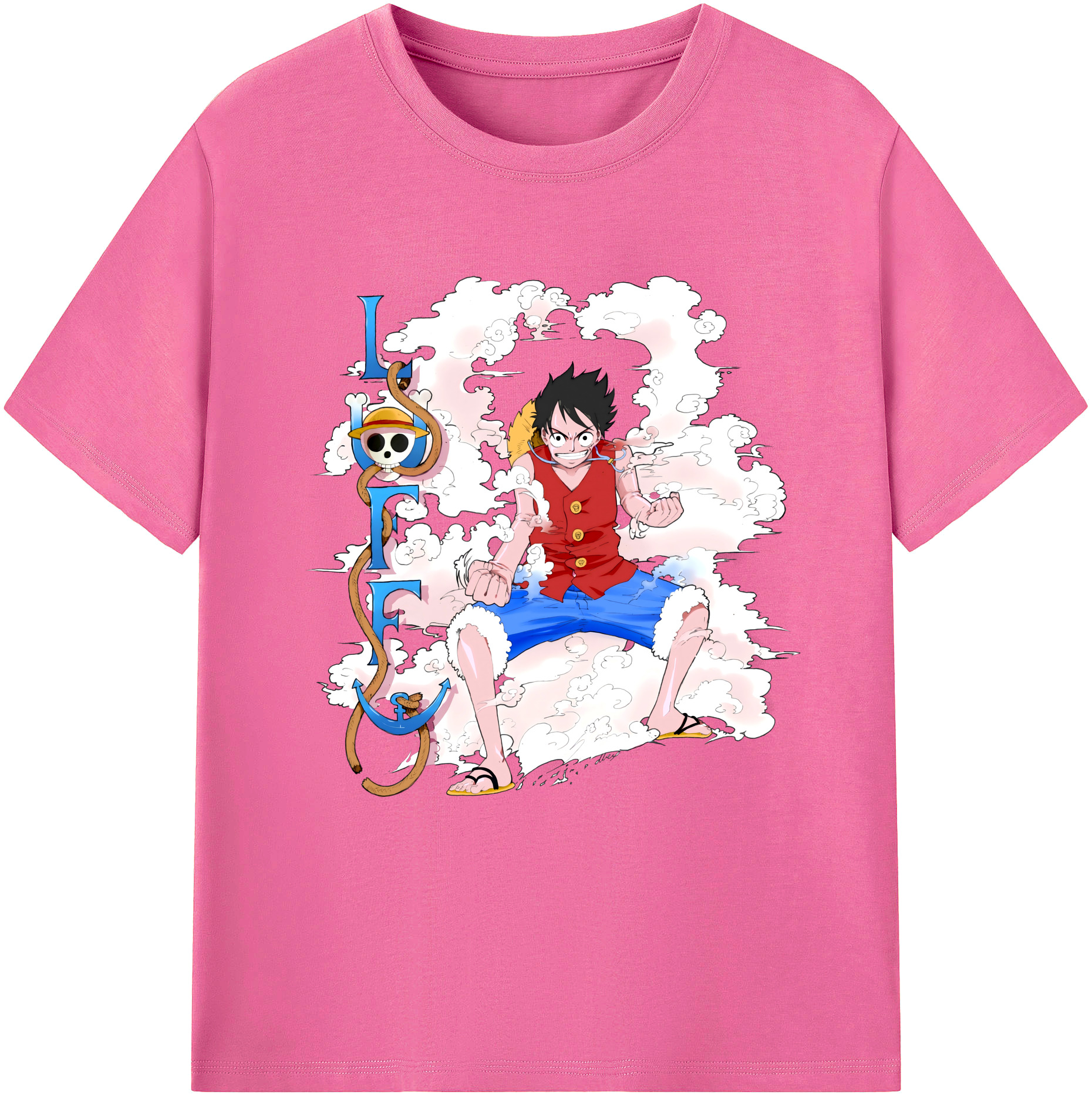 ワンピース モンキー・D・ルフィ ONE PIECE Monkey D. Luffy レディースカジュアルプリントTシャツ（綿100％）